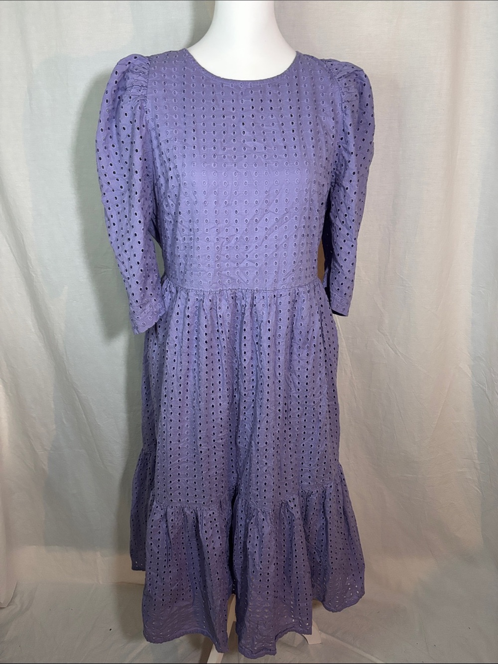 a new day Lavender Eyelet Tiered Midi Dress